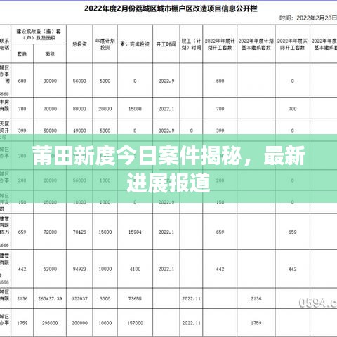 莆田新度今日案件揭秘，最新進(jìn)展報道