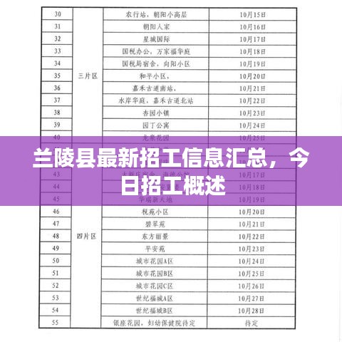 蘭陵縣最新招工信息匯總，今日招工概述